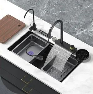 China Wholesale Waterfall Hiding Gas Pipes Stainless Steel Kitchen Sink - Image 1