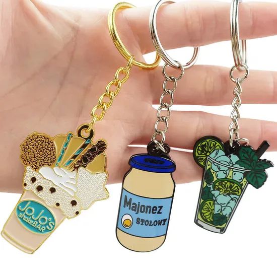 Promotional Metal Craft Metal Key Chains Custom Logo Keyring Cute Bubble Milk Tea Boba Keychain - Image 5