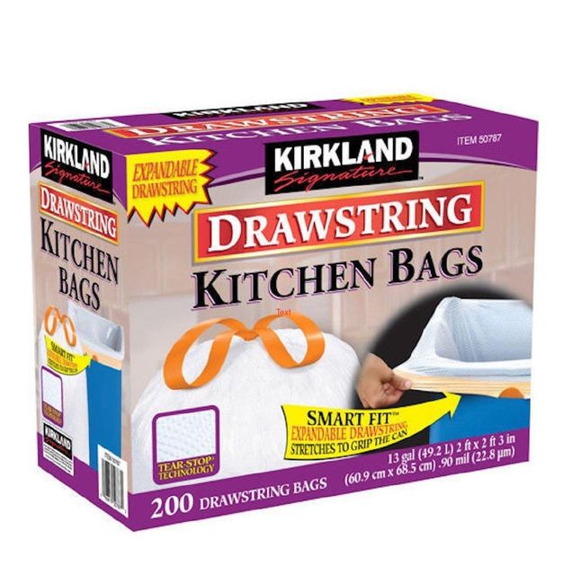 Kirkland Signature Drawstring Kitchen Trash Bags 13 Gallon Heavy Duty Garbage Bags - Image 3
