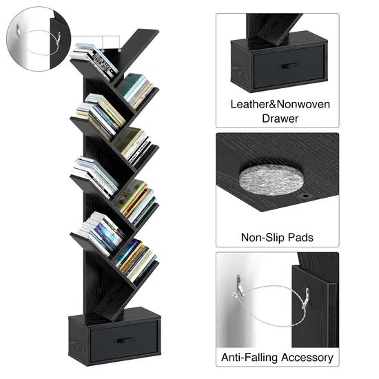 9 Shelf Tree Bookshelf, Wooden Bookshelves Storage Rack - Image 4