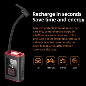 Digital Auto Tire Pump - Smart Inflator with LCD Screen & 3 Nozzles - Image 3