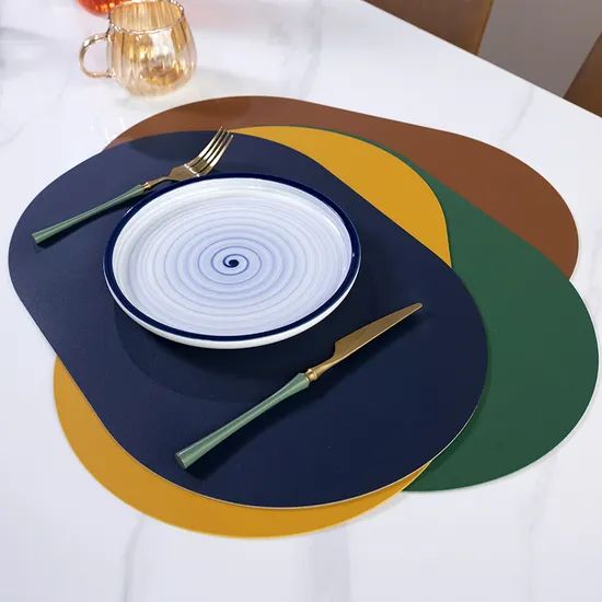Hot Selling Leather Placemats Factory Oval Shape Dining Table Mat PVC Leather Place Mats Table Mat - Image 5