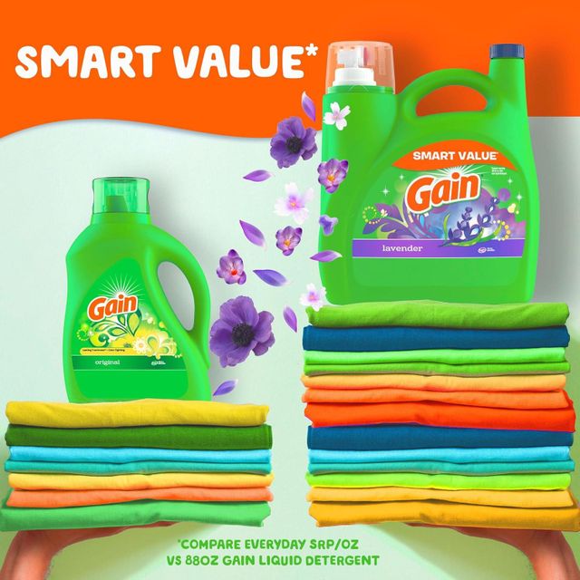 Gain Liquid Laundry Detergent, Lavender Scent, 154 fl oz, 107 loads, HE compatible, Laundry Detergent Liquid Soap - Image 3