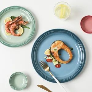 Classic Ceramic Round Dessert Plate Dishes Gradient Tableware Dinnerware - Image 2