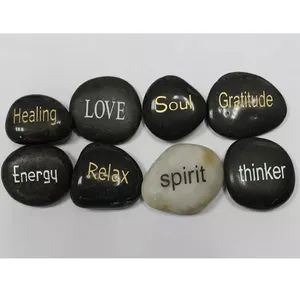 White Black Stone Pebbles Engraved Customized Design MOQ 100PCS Type Pebble Origin China HS Code 680293 Delivery - Image 5