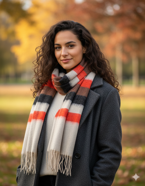 Yak Wool Scarf – Mix Color, 100% Yak Wool (Code: DK 24) Grade A Place of Origin Nepal Warmth Level Exceptional Texture Soft And Breathable - Image 3