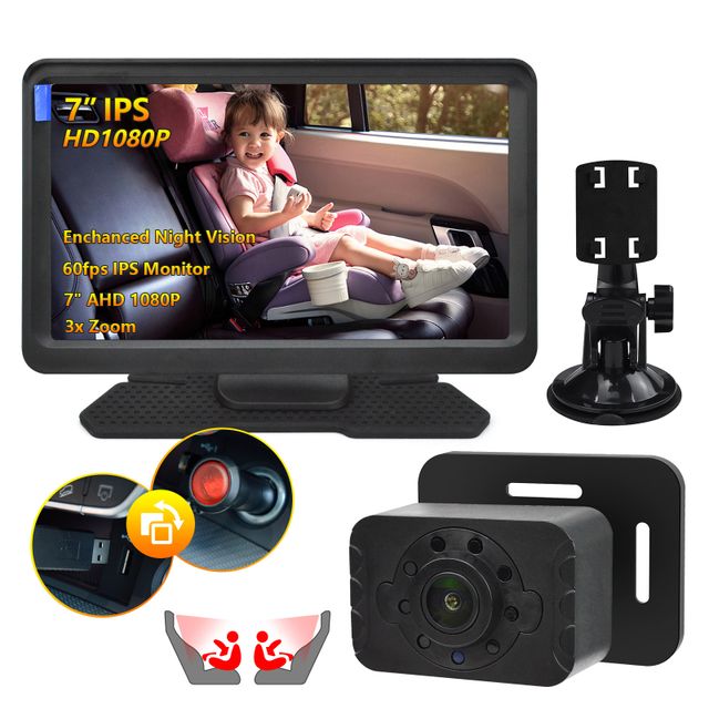 EnruigeOK 7-inch Baby Car Mirror Car Seat Mirror Camera and Monitor - Image 2