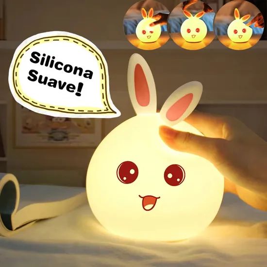 Silicone LED Cute Rabbit Night Light, Touch Desk Lamp - Image 4