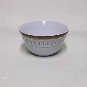16PCS Stoneware Dinner Set Ceramic Tableware Emboss Line Brown - Image 4