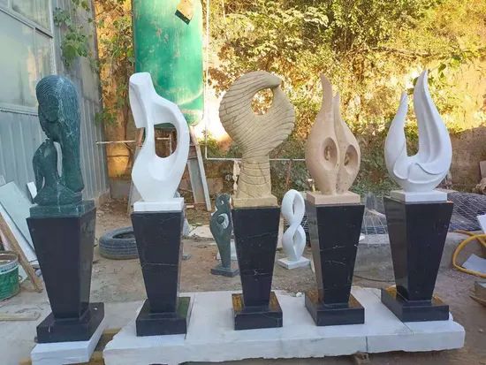 Custom Square Large Garden Statues Natural Stone Marble Abstract Art Sculptures - Image 5