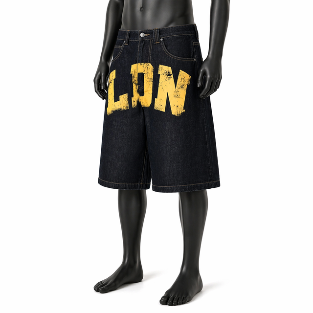 Custom Baggy Denim Jorts Manufacturer Oversized Graphic Print Jorts Clothing Apparel Supplier OEM Streetwear Denim Short - Image 3