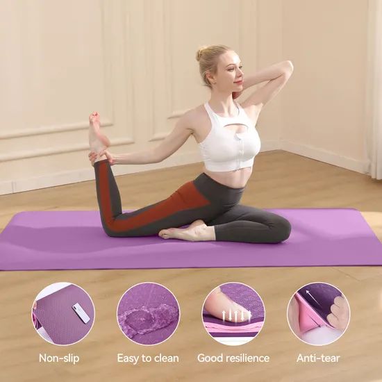 Factory Direct Wholesale Eco-Friendly Double Layer TPE Yoga Mat Non-Slip 6mm/8mm Fitness Exercise Mat with Custom Logo Print - Image 5