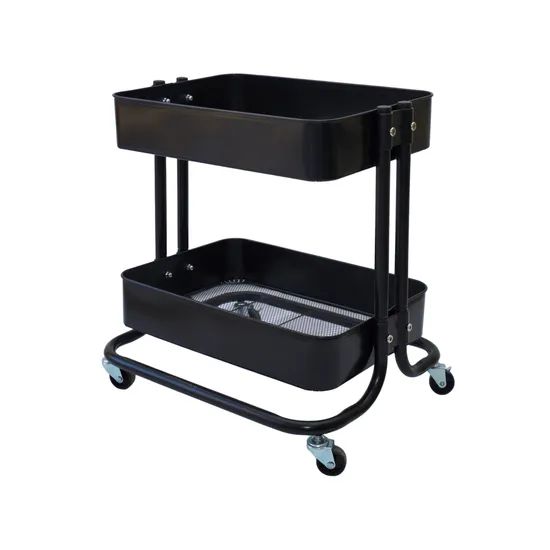 Durable 2-Tier Carbon Steel Utility Cart for Easy Organization - Image 3