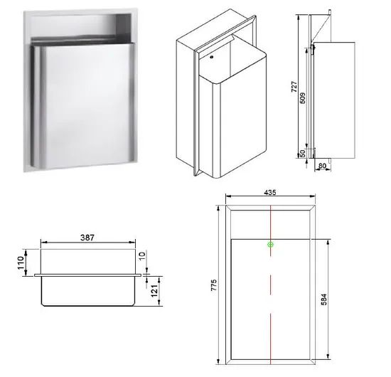 Waste Disposal Bin Receptacle Recessed Waste Container - Image 2