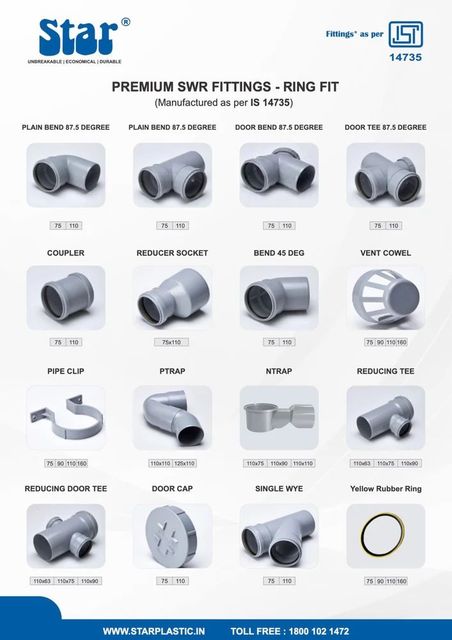 PVC Shoe Bend 45 degree Standard Is 4985:2000 Inner Diameter 3 inch Class 2 Pressure 0.4 Mpa Class 3 Pressure 0.6 Mpa Class 4 Pressure 0.8 - Image 5