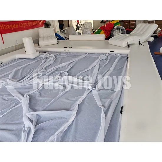 Huayue New Design White Inflatable Swimming Pool Floating Ocean Sea Swimming Pool with Net and Lounger - Image 3
