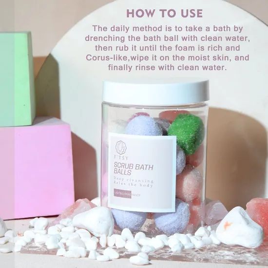OEM/ODM Herbal Vitamin C Bath Candy Exfoliator Deep Cleansing Gentle Cleansing Sugar Scrub Balls - Image 4