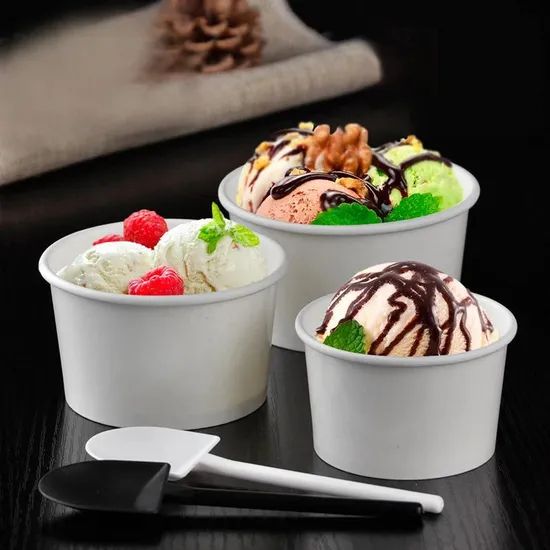 Compostable Paper Printed Ice Cream Bowl with Lid - Image 2