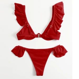 Ladies Sexy Bikini Triangle Bathing Swimsuit Beach Wear Swimwear with Ruffles - Image 5