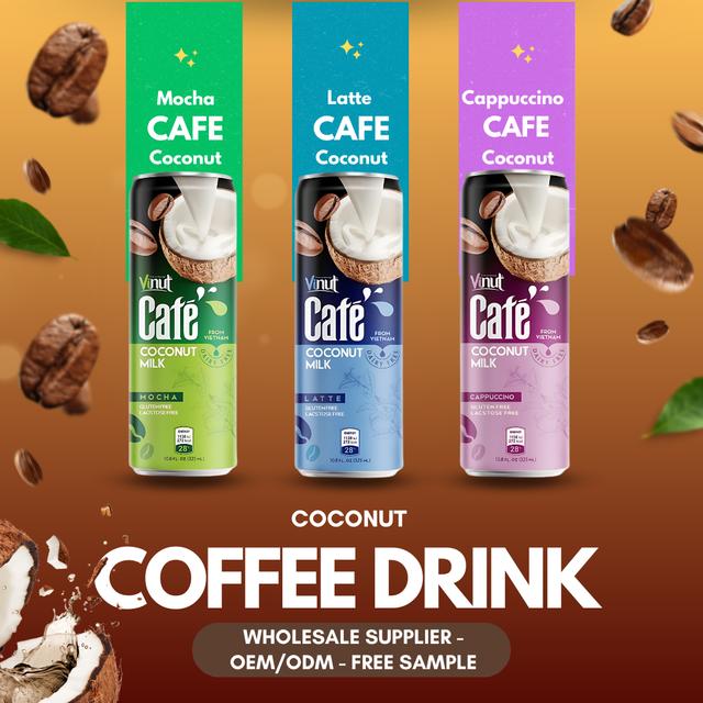 Coconut Milk Coffee Drink 320ml VINUT| Latte, Black, Cappuccino, Mocha, Free Design, Free Sample, Wholesale Supplier OEM/ODM - Image 4