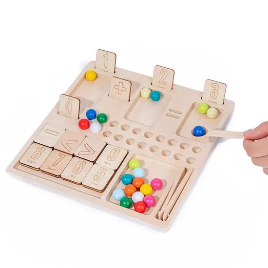 Wooden Peg Beads Boards Educational Toys Math Learning Building Blocks - Image 2