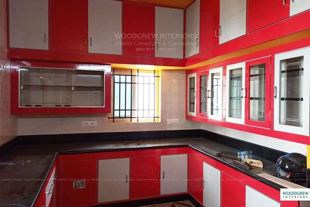 Modern Wooden Modular Kitchen Cupboard Material Wooden Appearance Modern Finish Type Polished Colour Brown, Natural Kitchen Design - Image 1