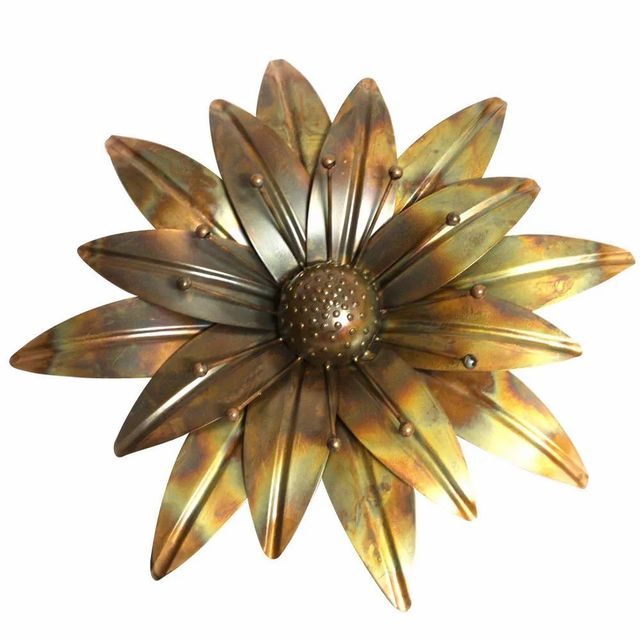 Metallic Round Dahlia Flower Gold Finish Size 19, Medium Color Gold Finish Brand Blooms N Stylz Material Metal With Gold - Image 4