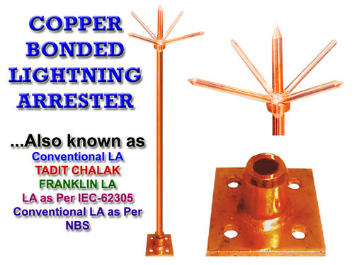 Conventional Copper Lightning Conductor Brand SABO Color Copper Type 5 Spikes Poles Number Spikes type Arrester Type - Image 4
