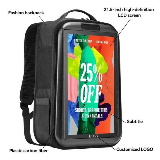 Battery-Powered Android Remote Update Digital Advertising LCD Backpack ...