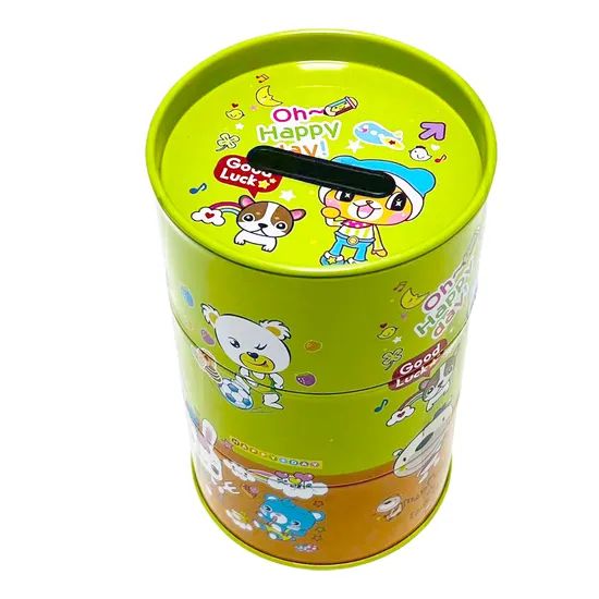 Factory Custom Tinplate Piggy Bank Jelly Candy Packaging Cylindrical Shape Metal Money Box Blank Tin Can Coin Bank for Child - Image 3