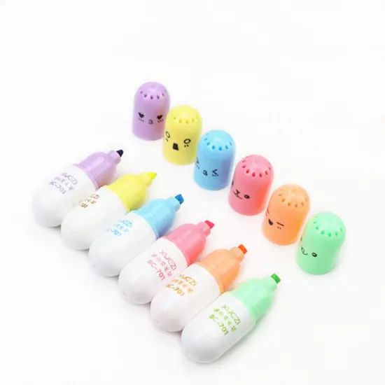 Promotional Custom Logo Mini Multi Color Pill Shaped Highlighter Marker Pen - Image 2