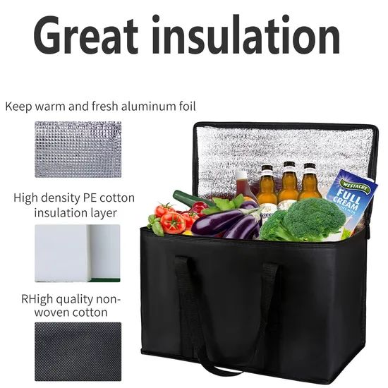 Insulated Grocery Shopping Bags, Reusable, Thermal Zipper, Collapsible, Tote, Cooler, Food Transport Hot and Cold - Image 4