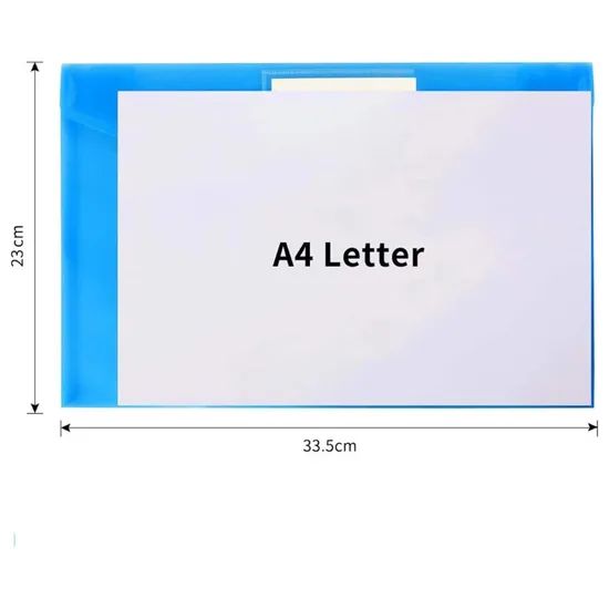 A4 Plastic Envelopes, Pocket File Folder with Label Pocket Snap Button Closure - Image 2