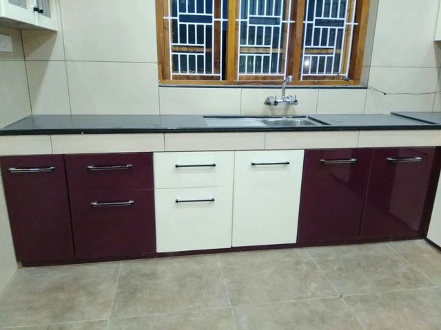 Modular Kitchen Service Colour Brown Material Wooden Appearance Modern Finish Type Lacquer Pattern Design Plain Kitchen Shape - Image 2