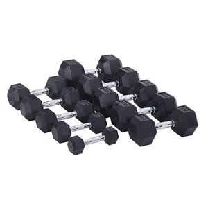 Sporting Goods 2 5 60kg 5 100lb Hex Rubber Dumbbells Set for Gym Fitness - Image 2