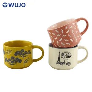 Stackable Ceramic Espresso Coffee Mugs Set 8oz coffee Cups Ceramic Coffee Mug - Image 1