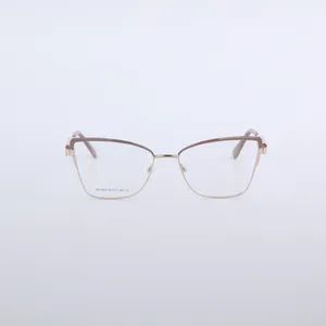 Custom Logo Printed Silver & Pink Myopia Optical Eyeglasses Frames - Image 2