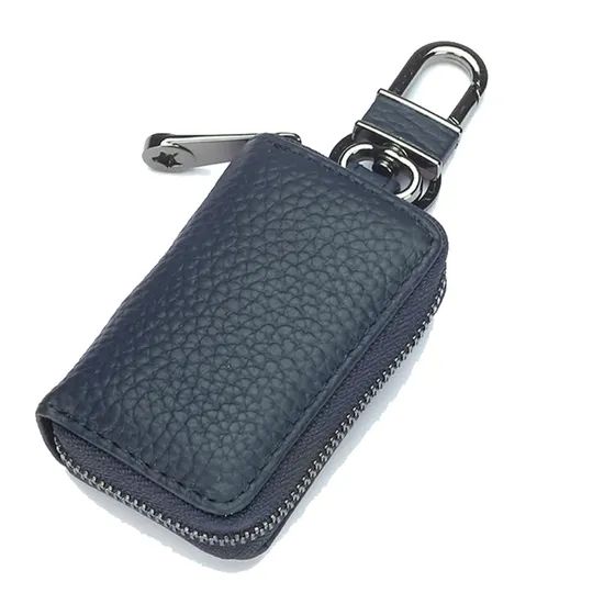 Genuine Leather Keyring Zipper Car Key Holder with Keychain - Image 6