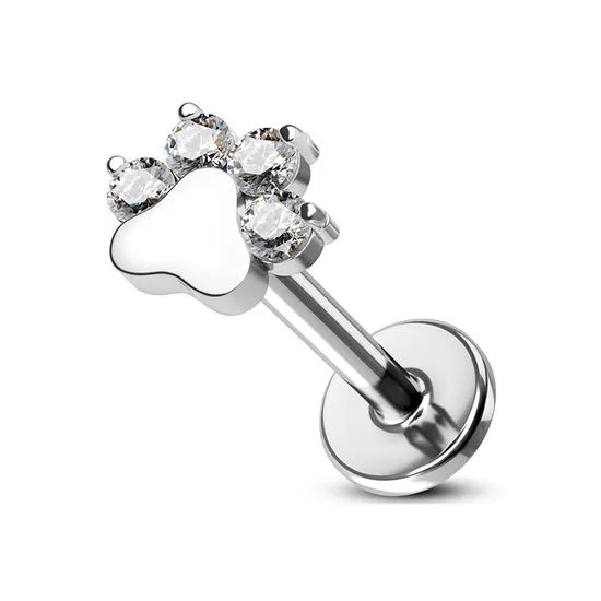 ASTM F136 Titanium Jewelry Zircon Stone Heart-Shaped Cat Claw Top 0.9mm Thread Labret Piercing Fashion Rings Labret Studs Wholesale - Image 1