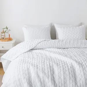 Custom Solid Color Quilt Bed Spread Set Super Soft Microfiber Bedspread & Coverlet - Image 2