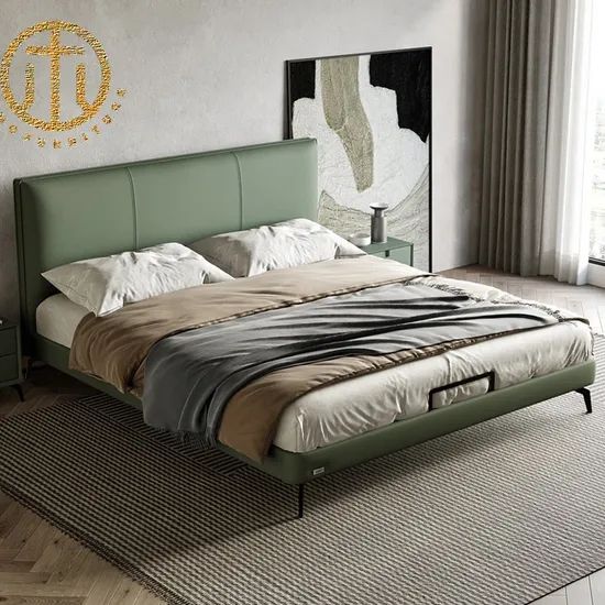 Italian Minimalist Leather Master Bedroom Modern Simple Double Bed - Image 4