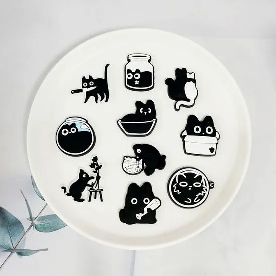 Cartoon Black PVC Soft Rubber Cute DIY Shoe Decorations Origin China Material PVC Style Cartoon Model NO. S-140 Trademark - Image 4