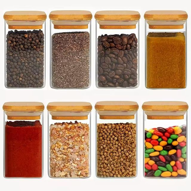 Airtight Glass Storage Jars Set with Bamboo Lid – Kitchen Organizer Containers for Spices, Coffee, Grains & Snacks - Image 3