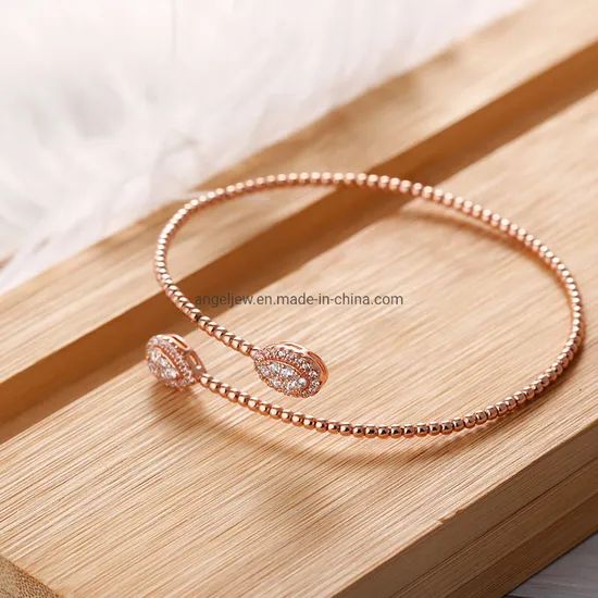 Fashion Classic Design S925 Sterling Silver Rose Gold Plated CZ Chain Bangle - Image 3