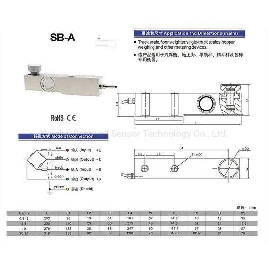 Sb-a 5ton Shear Beam Floor Scale Load Cell Module Loadcell IP Rating IP68 Material Metal Model NO. SB-A Out-Wire 4-Wire HS Code - Image 6