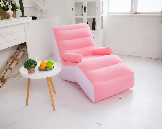 Flocked PVC Foldable Outdoor Indoor Inflatable Air Sofa with Rest - Image 2