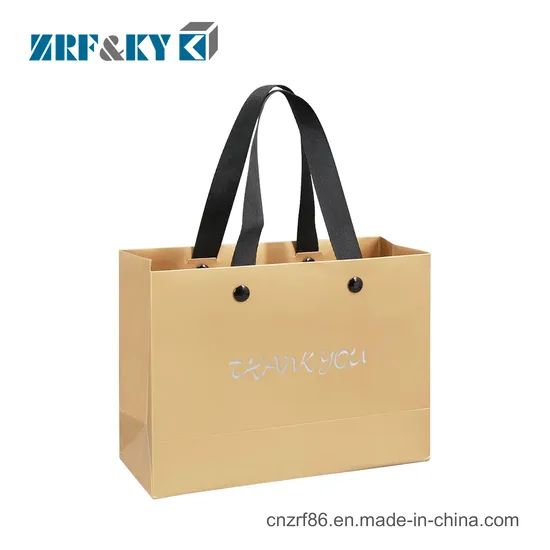 Custom Printed Cardboard Shopping Paper Bags with Flat Rivet Handle - Image 5