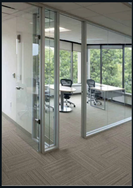 Glass Office Partition Color Grey Height 9 Feet Material Glass Glass Type 8mm T Features slimline Design FIX with Door and - Image 1