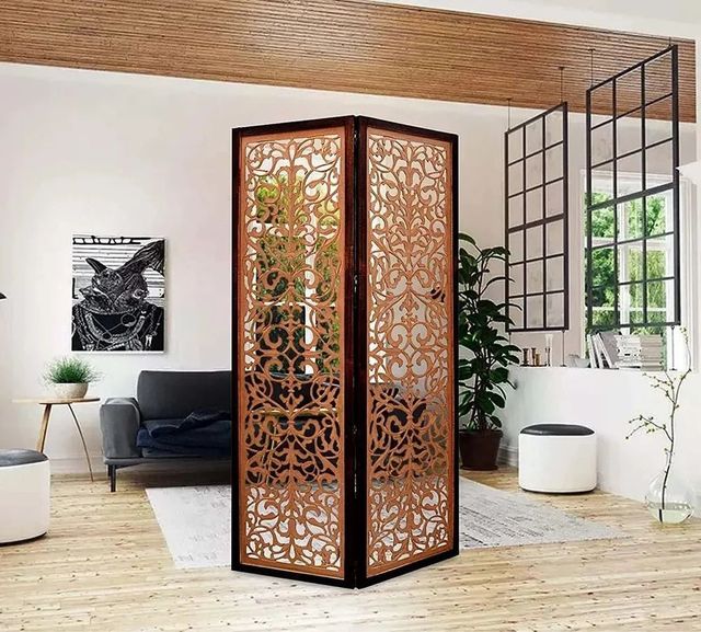 Room Partitions Screens Colour Brown Open Style Foldable No. of Panels 1 Panel Surface Finish Natural Type of Partition Fixed - Image 2
