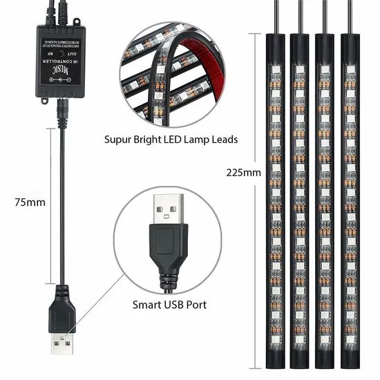 LED Car Light RGB Atmosphere Lamp 20-Keys Music Control Car Decorative Light Strip for Interior Vehicle Ambient Lighting Auto Parts LED Work Light - Image 2